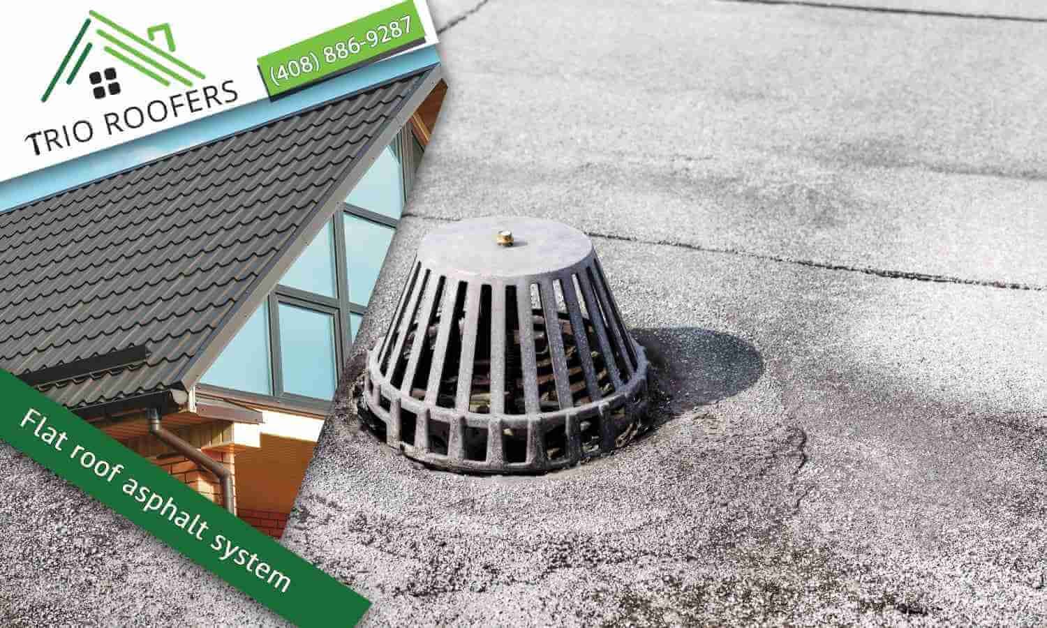 Flat roof asphalt system